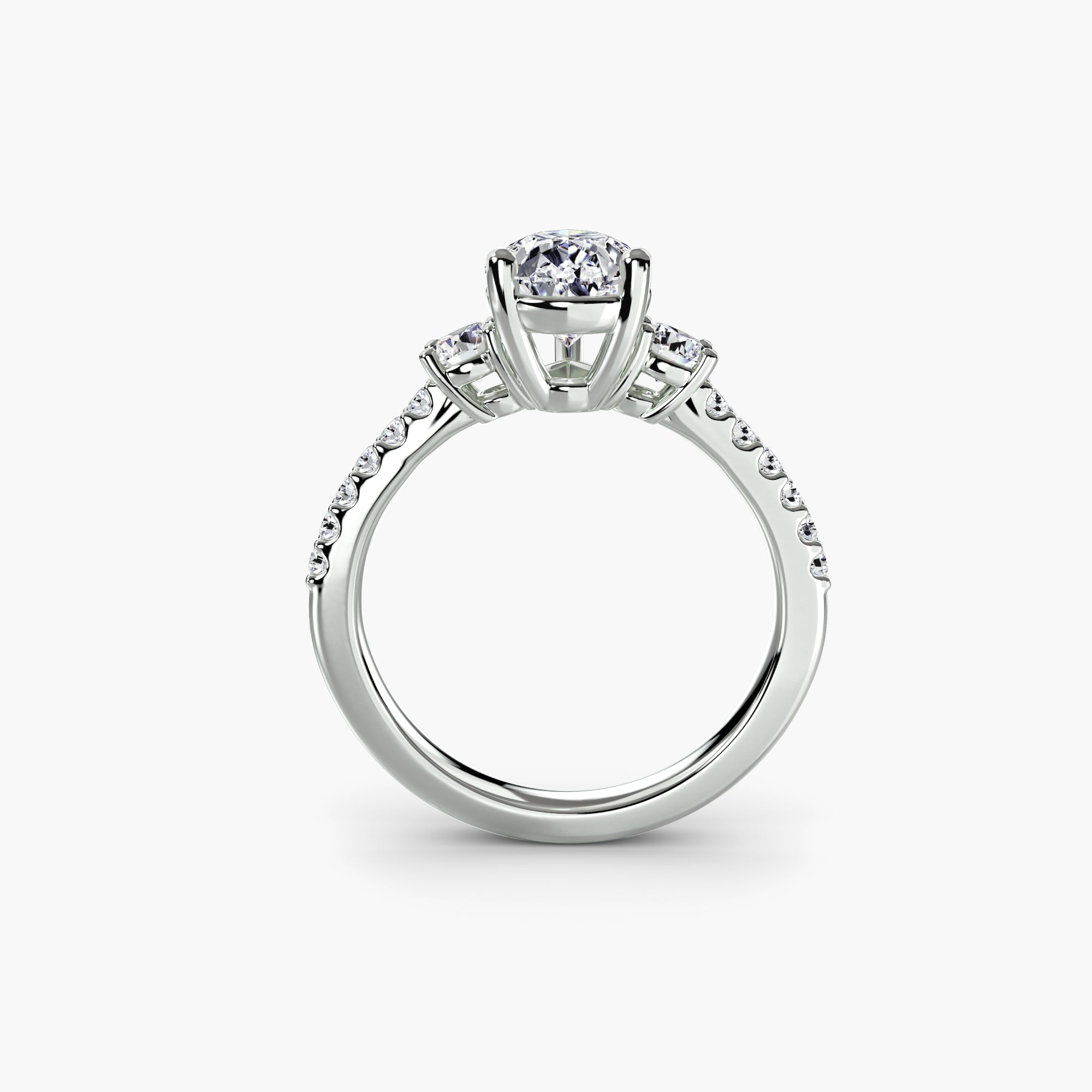 Three-Stone Ring with Petite Side Stones